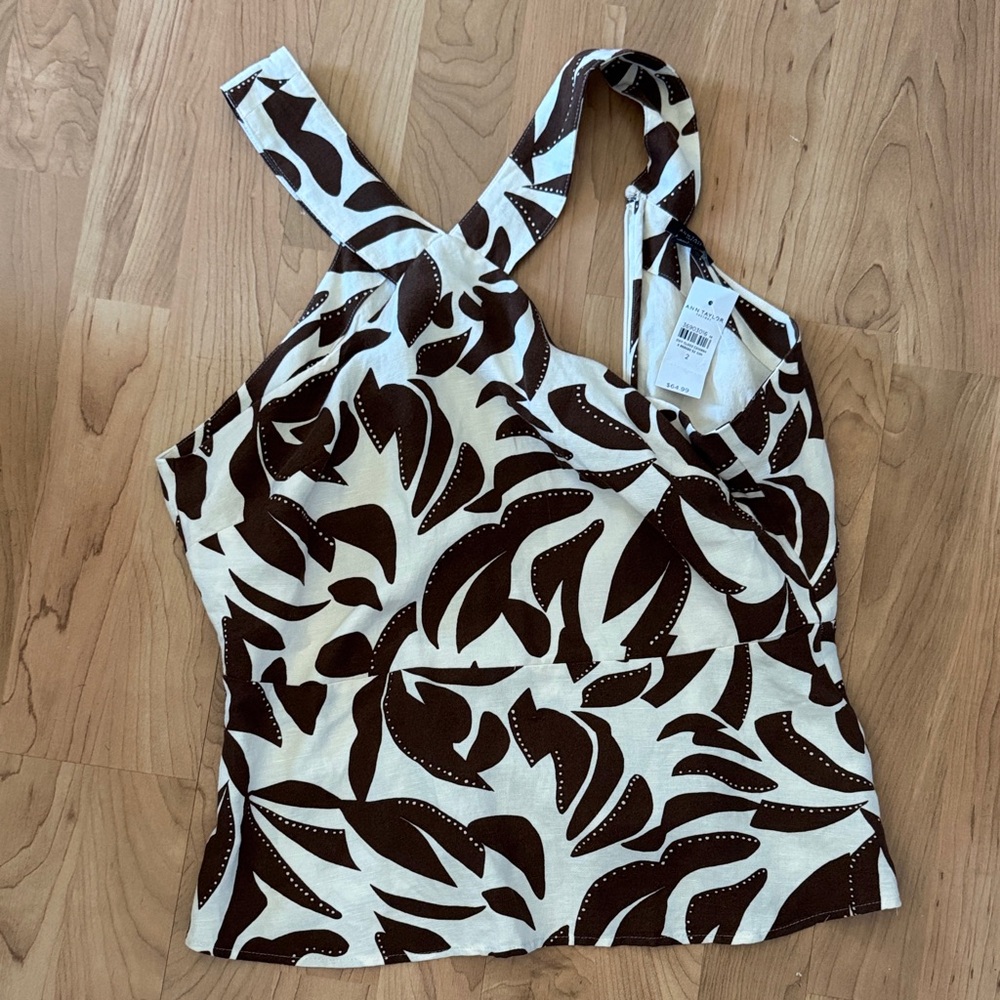 Ann Taylor Brown and White Printed Camisole